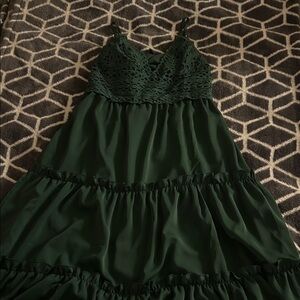 Chic Green Lace Casual Dress